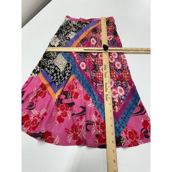 Pinko‎ Skirt Womens 2 Pink Bibidi Gonna Pink Printed Crepe Patchwork Floral - Picture 9 of 12